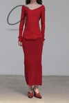 Marc Le Bihan Stretch Pleated Stretch Bandeau Dress or Skirt Collection MLB-25900-HONG Red Long Skirt 25900 25901